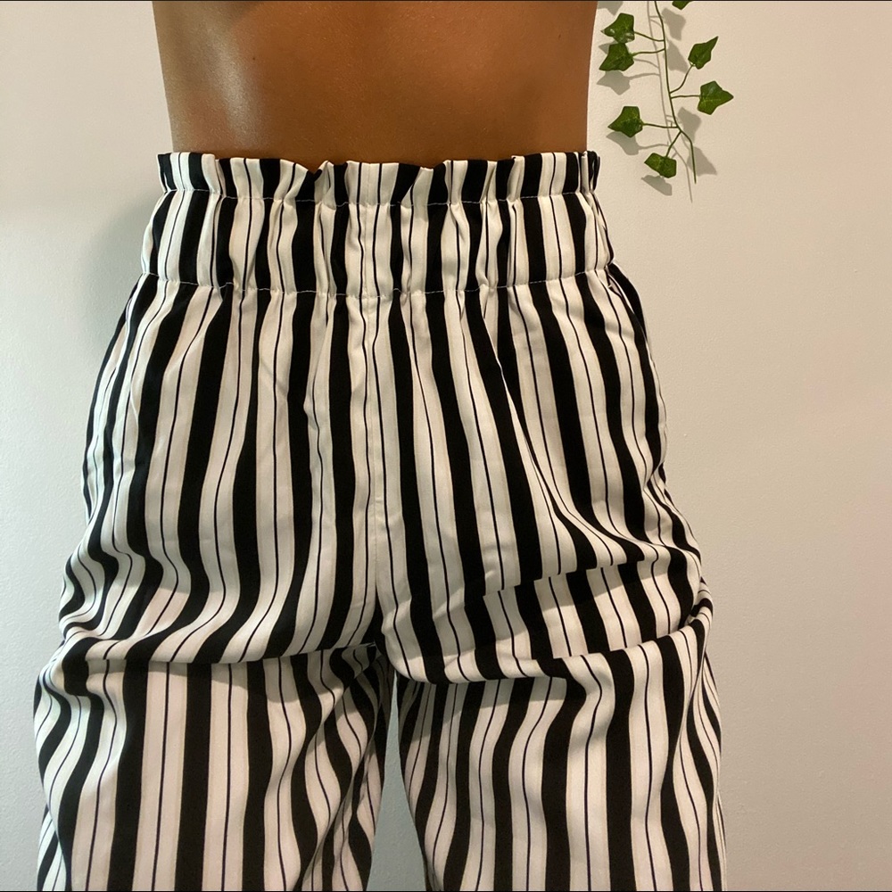Dynamite Black and White Striped Flare Pants